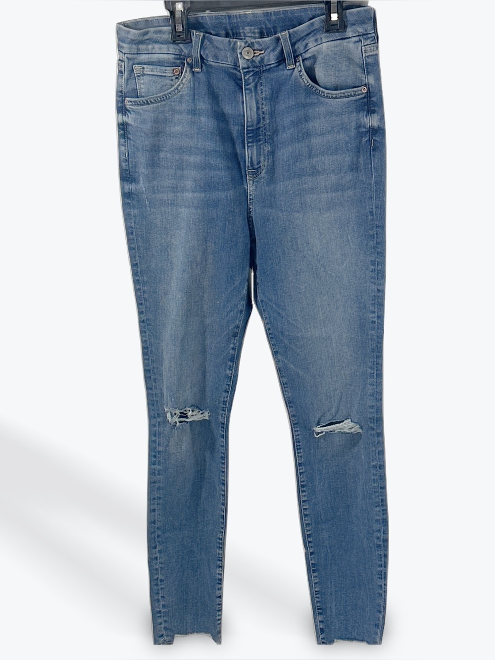 & denim Women’s Light Classic Blue Distressed High-Rise Skinny Jeans Size 30